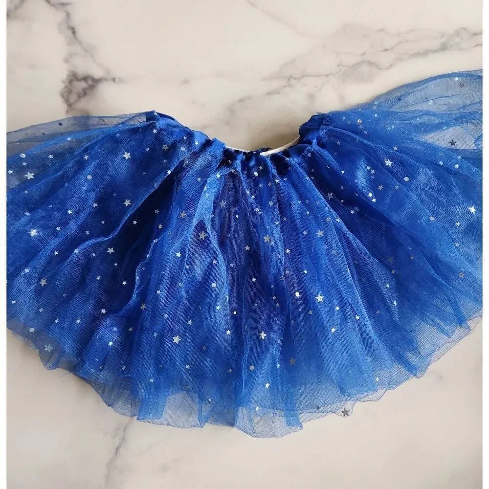 Little girls toddler royal blue pool on tutu star ballerina pull on OSFM twinkle